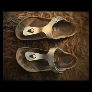 Birko Flor Silver Gizah Sandals
